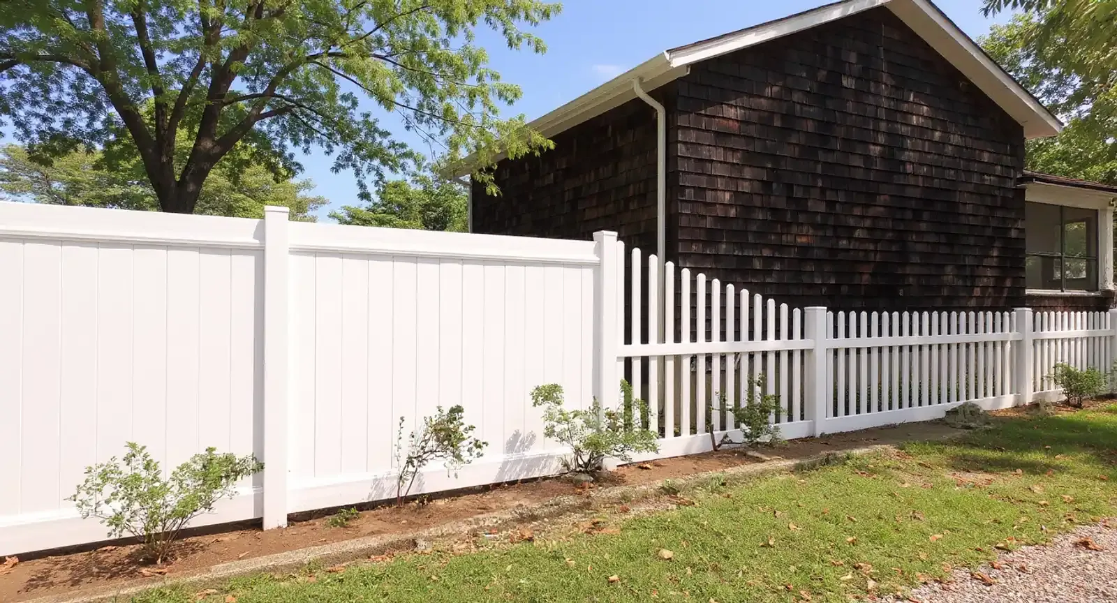 Post-and-panel fence build at a residence in Ocean Township, NJ