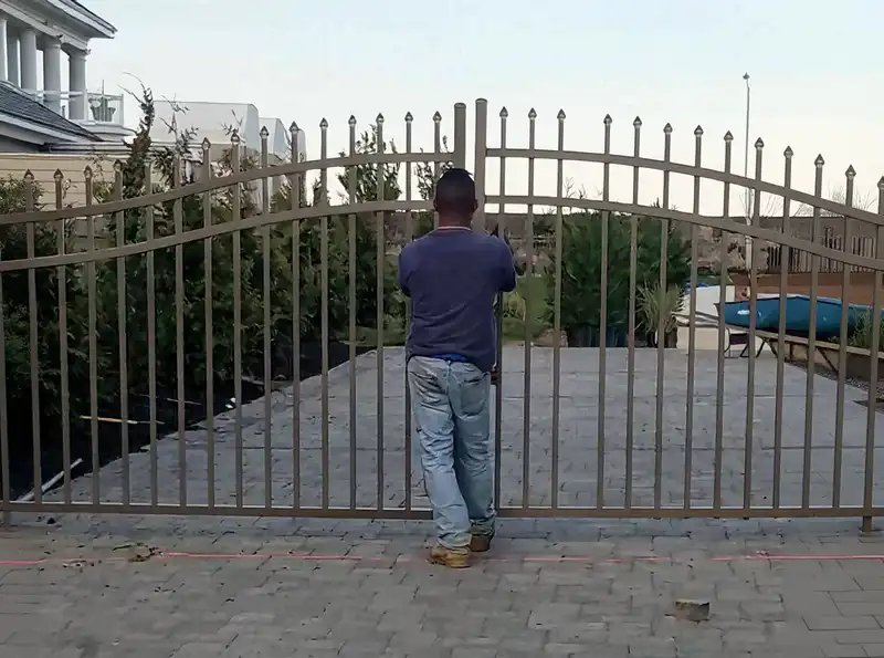 Estate-grade ornamental aluminum fence with ring-and-scroll design